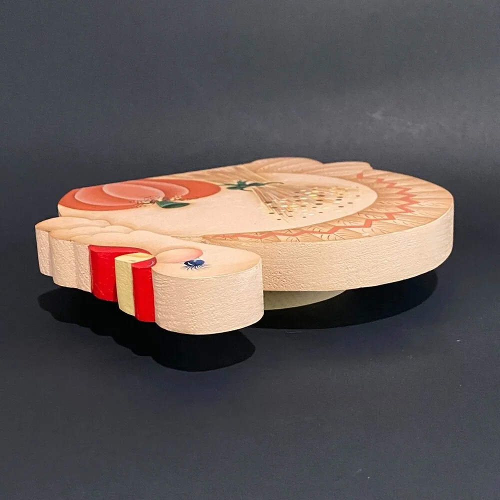 vintage Americana hand painted wooden cookie jar‎ lids/decor turkey fall pumpkin